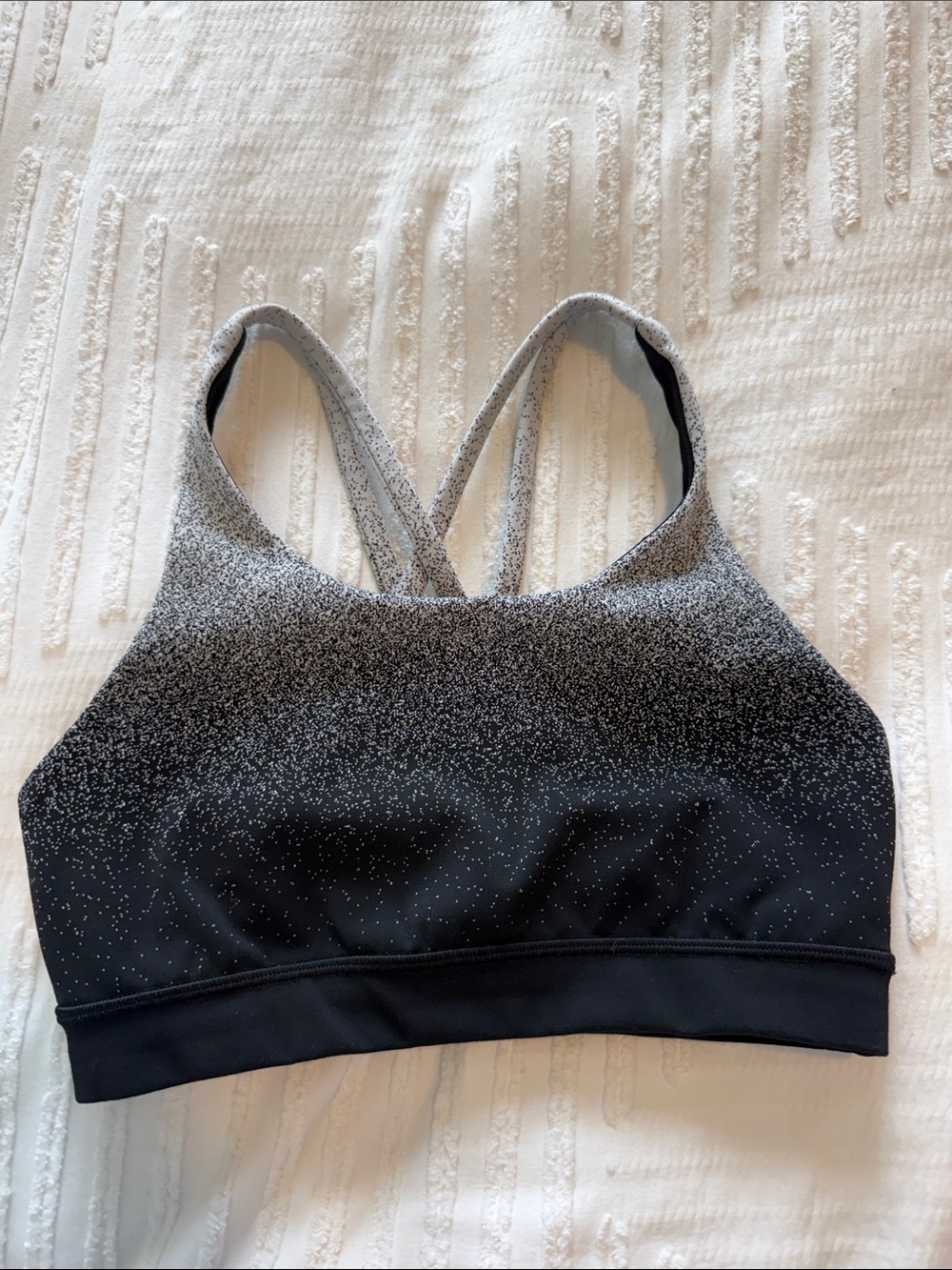 Women's Black & Silver Ombre Sports Bra - High Support